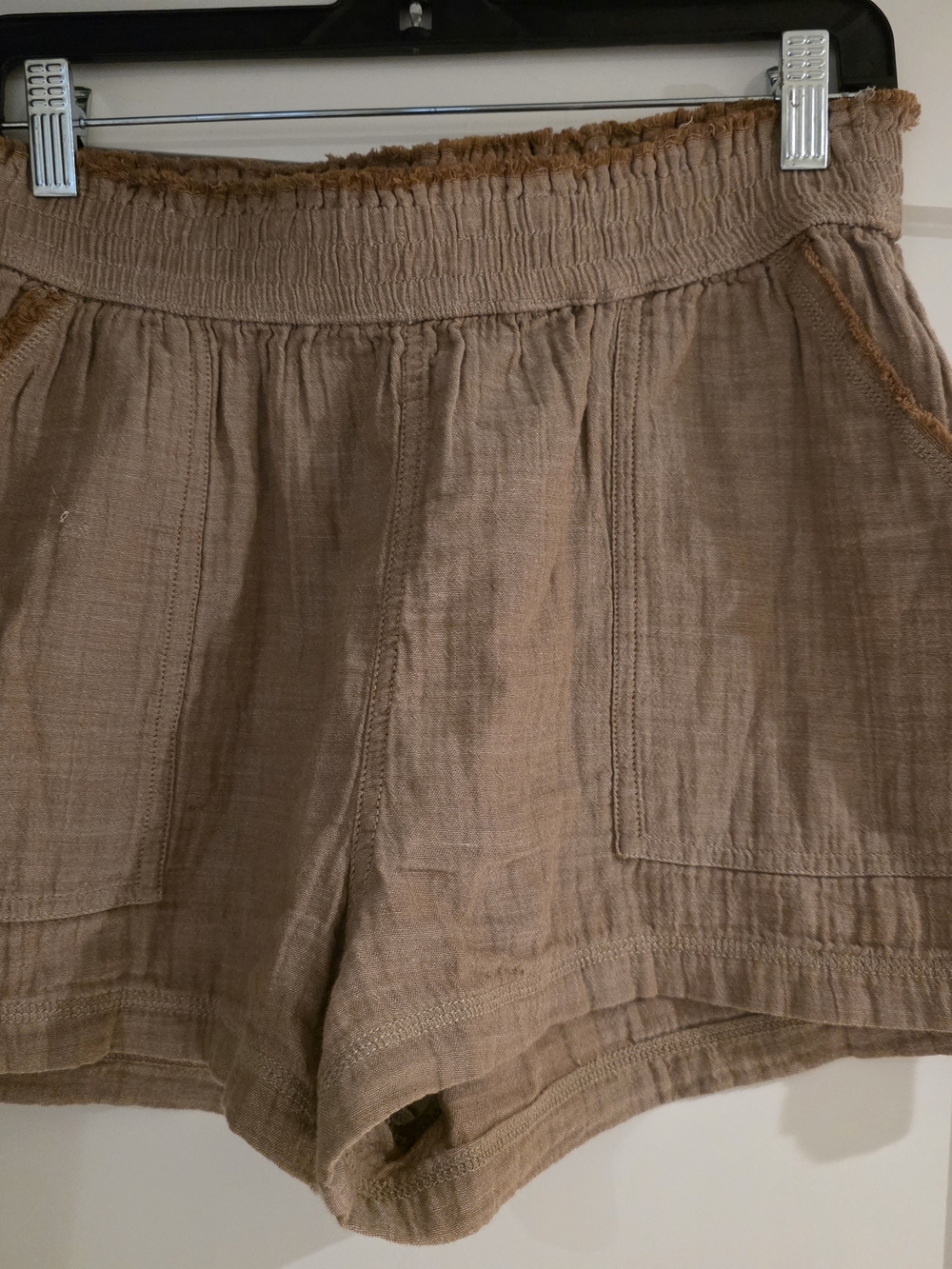 SO Women's Tan-Brown High Waist Gauze Shorts